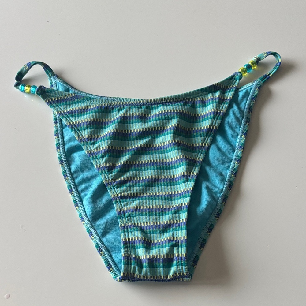 wild fable Turquoise & Teal Striped Bikini Bottoms